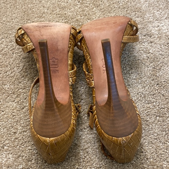TORY BURCH ELIZABELLA REAL LEATHER STRAPPY CROCODILE STILETTOS - Picture 6 of 9
